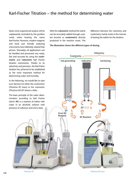 karl fischer titration coulometric volumetric distributing|kf factor calculation by water.